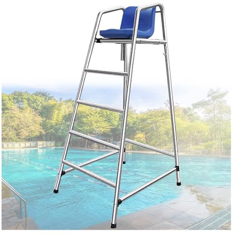 Sillas de Salvavidas, Silla elevada de Acero Inoxidable para Piscinas Interiores y Exteriores (120, 140 y 180 cm de Alto), Silla de árbitro Desmontable para Playa, jardín y Patio, Ideal para