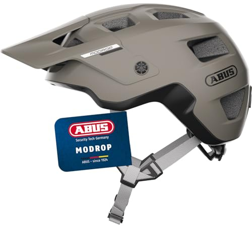 ABUS Casco MTB MoDrop, robusto casco da bicicletta con buona ventilazione per mountain bike, vestibilità personalizzata, unisex, grigio, M
