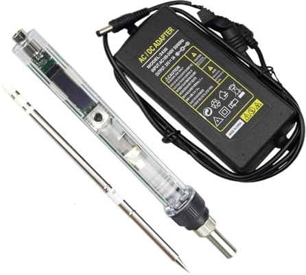 Electric Soldering Iron Kit DC 12-24V 72W Adjustable Temperature Mini Digital OLED Welding Solder Station Tools Easy Smoother Soldering(T12-BL Kit)