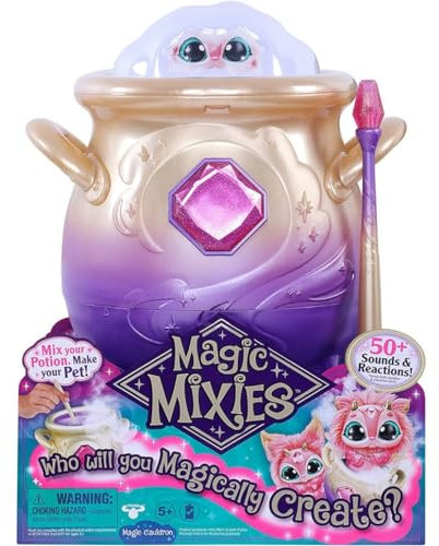 Magic Mixies Magischer Zauberkessel mit 20 cm großem, interaktivem, pinkem Plüschtier, Zauberstab und Zauberzutaten, mit echtem Nebel und 2 Spielmodi für stundenlangen Spaß
