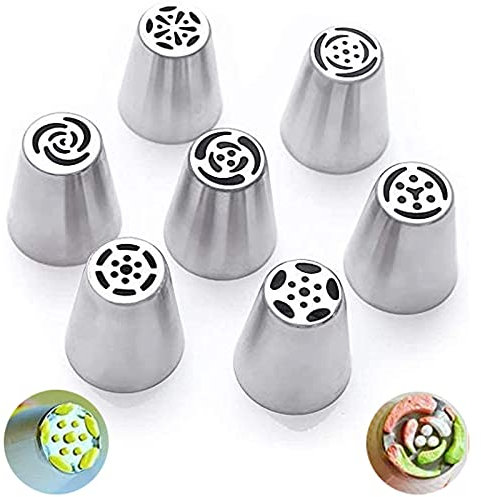 NC Russische Zuckerguss-Spritztüllen, 7 Stück, Edelstahl, Silber, Set für DIY-Backwerkzeuge