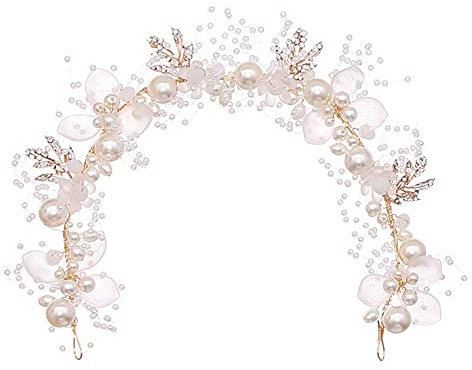 Gativs Mariage Morceau de Cheveux Or Bandeau Couronne de Fleurs Vigne Headband Diademe Robe de Cheveux de Mariée Souffle