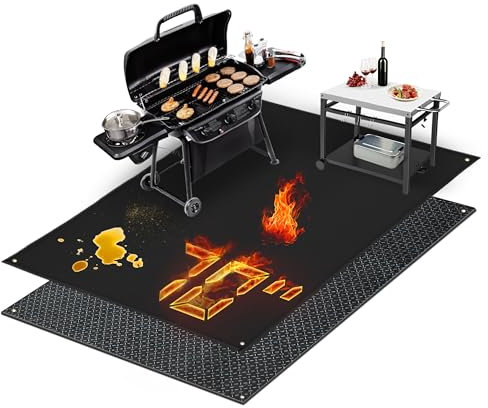 Amerbro 3 Schichten, dick, 178 x 122 cm, große Grillmatte für Outdoor-Grill, Grillmatte für den Außenbereich, Bodenmatte, Grillmatte unter dem Grill zum Schutz von Deck, Gras, Terrasse,
