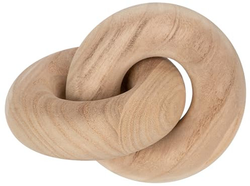 Briful 2-Link Wood Knot Decor, Hand-Carved Wooden Sculpture for Desk Decorations, Scandinavian Home Decor Wood Art Craft Decorative Chain Knot Farmhouse, Coffee Table, Book Shelf Decor