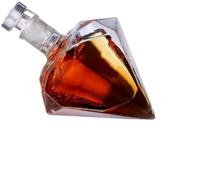 YIYELIY Whiskykaraff glaskaraff – 850 ml diamantform design vinflaska sprit karaff för vin, bourbon, konjak, sprit, juice, vodka