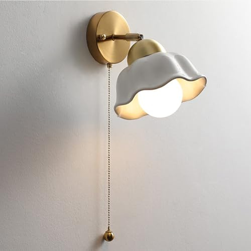 TOKTOP Applique Murale Moderne avec Interrupteur, Forme de Fleur Céramique Lampe Murale E27 Intérieur Réglable Luminaires Appliques pour Chambre Salon Couloir