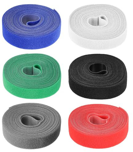 KTPCN 6 rotoli di da cucire, larghezza 20 mm, lunghezza 5 m, chiusura in per cucire, per cucire, nastro con gancio e , per tessuti, vestiti, fai da te (non autoadesivo)