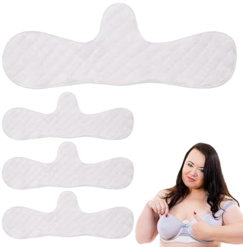 MIRKUZI Confezione da 4 di protezioni per il petto in cotone riutilizzabili per donne, reggiseno antisudore sottoseno, protezioni per il sudore, prevengono perdite di sudore e latte