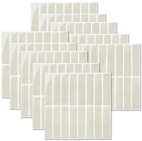 EUBSWA Självhäftande kakelklistermärken för kök, badrum, 3D-kakelklistermärken med, enkel applicering, modern design, paket med 10 stycken (30,5 x 30,5 cm), avtagbara, vattentäta för