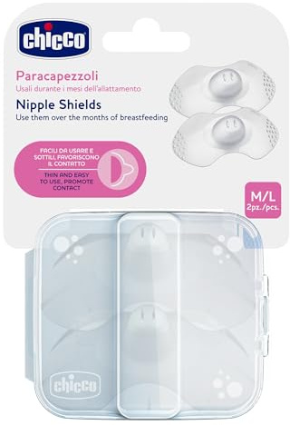 Chicco SkinToSkin Silikon Nippelskydd, Vit, M/L, 2-pack