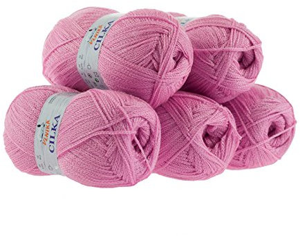 500g Strickgarn CILKA by VLNIKA Klassikgarn Strickwolle Häkelgarn Sommergarn, Farbe:rosa