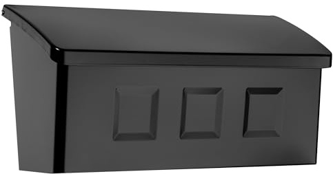 Architectural Mailboxes Wayland™ Wall-Mounted Mailbox for Outside, Rust-Resistant Galvanized Steel Metal Small Mail Box, Black