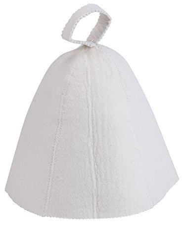 White Wool Felt Sauna Hat Russian Banya Sauna Cap with Hang Loops Supply for Hot Dry Steam Room Bath