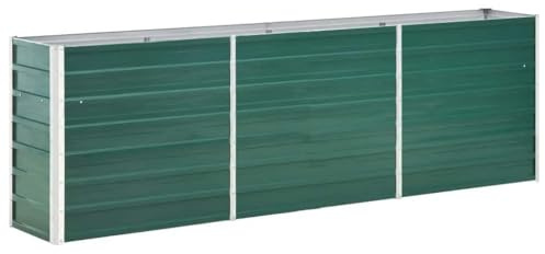 vidaXL Letto Rialzato per Giardino Fioriera Alta Fondo Aperto Cura Piante Fiori Orto Cassetta Vaso Giardinaggio in Acciaio Zincato 240x40x77 cm Verde