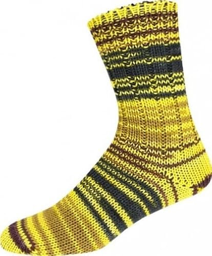 ONline Supersocke 6-fach 150g Sort. 290 Merino Color 2503 - gelb/anthrazit/braun