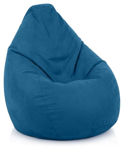 Green Bean Sitzsack mit Rückenlehne 60x60x90cm - Indoor Sitzkissen 220L Füllung Kuschelig Waschbar - Bean Bag Bodenkissen Lounge Chair Sitzhocker - Blau