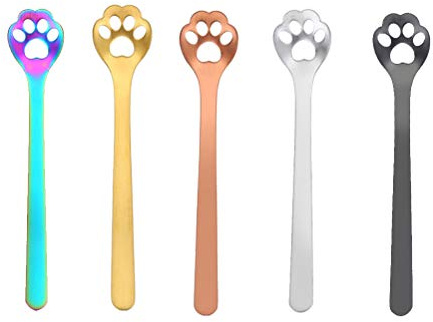 5 Pièces Cuillères à Dessert Cuillerée à Soupe Miel Cuillère à Badigeonner à Café Chat s à Café à Thé Miniature Patte De Chat à Glace Enfant