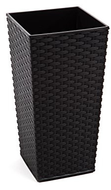 Gordanluk Tall planter rattan plant pot Designed Flowerpot with plant riser extra large plant pots indoor plant pots outdoor flower pot (Black, 25 x 46.5 cm)