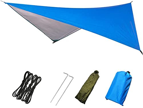 Harilla Heavy Duty Zelt Tarp Hängematte Fliegenschutz 3x3m Großer Wasserdichter Camping Shelter Leichte Plane mit Tasche für Outdoor Reisen Camp, Blau