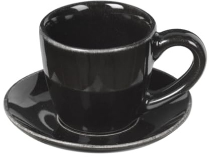 Broste Copenhagen Nordic Coal Espressotasse mit Untertasse aus Steingut in der Farbe Schwarz, Maße: 5,5cm x 5cm, 14533464