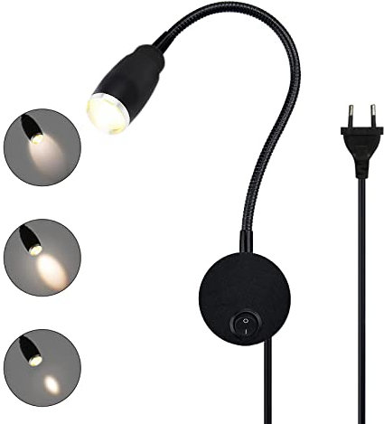 JZCDR Zoomable Lampe de Lecture Murale, Liseuse LED Tete de Lit avec Interrupteur, Lampe à Col de Cygne Rotative Flexible de 28CM, Applique en Aluminium, Lampe Chevet Murale pour Chambre, 3W 3000K