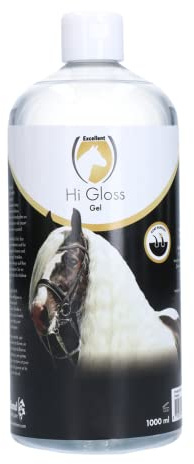Excellent Hi Gloss Gel avec Pompe – Gel Brillance 1L pour Chevaux – avec après-shampooing et Parfum de Lavande – Soin pour crinière, Queue et Pelage