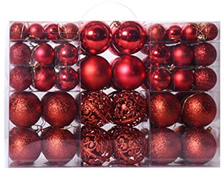 WHATON 100 Stück Weihnachtskugeln Christbaumkugeln Baumschmuck Weihnachtsbaumschmuck Baumkugeln-Set, Kunststoff, Für Innen Außen Festival Dekorationen Christbaumkugel (Color : Rot)