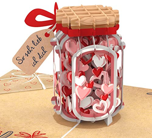 papercrush® Pop-Up Karte „So sehr lieb ich dich“ - 3D Liebeskarte für Ehefrau, Freundin und Männer (Ehemann, Freund), Süße Liebeserklärung an Lieblingsmenschen zum Geburtstag, Jahrestag & Hochzeitstag