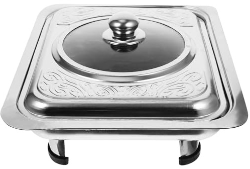 HEMOTON Chafing Dish Buffet Set Stainless Steel Chafer Dish Buffet Warmer Rectangular Chafer with Cover for Restaurant Banquet Party Catering Supplies