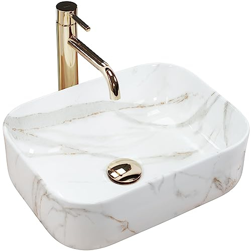 Rea Tvättställ badrum Demi Mini Aiax Shiny Badrumsvask 400 x 305 x 140 mm Keramik (stenimitation)