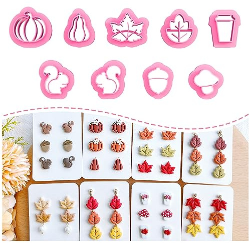 Keoker Lot de 9 emporte-pièces en argile polymère pour boucles d'oreilles en forme de feuille d'érable