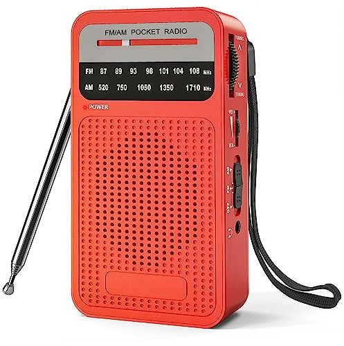 Radio Portatile FM/AM, Mini Radiolina Portatile con Altoparlante Stereo Integrato/Jack Per Cuffie, Piccola Radio a Transistor Alimentata a Batteria AA per Escursionismo, Jogging e Campeggio (Rosa)