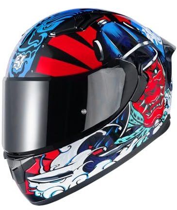 HAX Obsidian Full Face Dual Visor Adult Motorcycle Helmet for Motorbike Street Bike with Pinlock Ready DOT Approved Samurai Red XXL