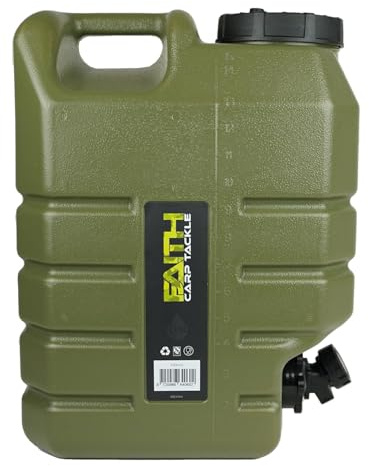 FAITH CARP TACKLE Wasserkanister mit Hahn - Grünes Polyethylen - Wassertank - Wasserbehälter - Wasserkanister - Wasserspender - Wasserhahn - Mit Zapfhahn