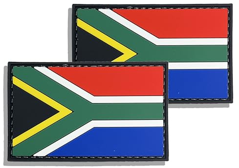 2-pack PVC Sydafrika Sydafrikansk landsflagglapp, PVC landsflagga krok och ögla lappar för ryggsäckar jackor hatt, 6 x 8 tum.
