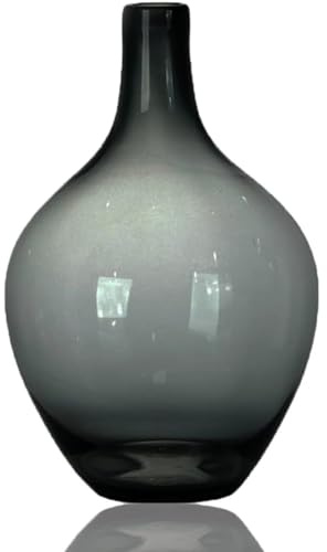 SXLSZ Handmade Glasvasen,Gärballon Glasvase Für Pampasgras,Transparente Ballon Vase Für Moderne Wohnkultur,Bodenvase Indoor Dekoration (Nur Vase),Grau