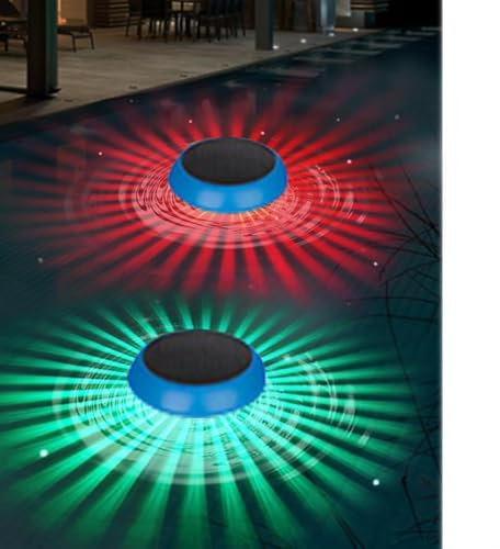 FUFRE Solar Pool Beleuchtung, LED Poolbeleuchtung Schwimmende Mit Farbwechsel Wasserdicht Teichbeleuchtung Für Garten Deko, Unterwasser Licht Für Schwimmbädern Und Pool, (2PCS-A)