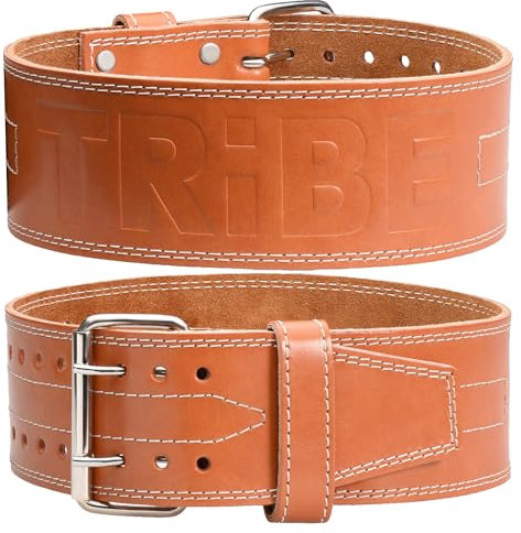 Gewichthebergürtel, 5 mm, 100 % echtes Leder, bequemer Kniebeugen- und Kreuzhebegürtel, braunes Leder, Größe XL (Belly 99,1 cm – 116,8 cm)