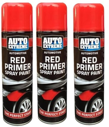 SDMAX All Purpose Red Primer Spray Paint, Suitable for Wood, Metal, Plastic, and, Glass Surface, Fast Drying, Easy Application, Interior and Exterior Usage, 250ML (3 Pcs)