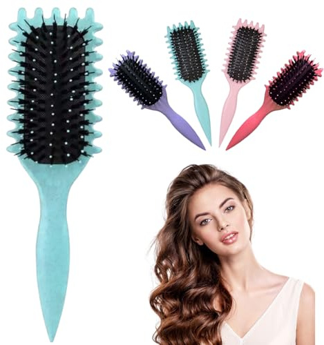Curl Defining Brush New Curly Hair Products Premium Boar Bristle Curly Hair Brush for Perfectly Shaped and Defined Curls Detangling (Green)