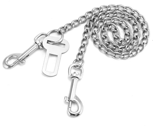 QWORK® Chaîne de Laisse 80 cm pour Chien Résistante aux Morsures en Acier Inoxydable 304