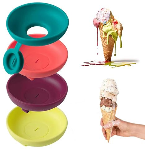 4 pcs Ice Lolly Holder Drip Catcher, Silicone Mess-Free Ice Pop Holder, Reusable Ice Cream Cones, Ice Lollies Drip Catcher, for Kids Kitchen Gadgets (4 pcs)