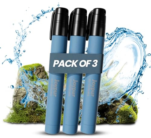 Joypur® Filterstrohhalm 1000 L für Camping, Wandern und Survival (Blau*3) | 1：Tragbarer Wasserfilter für Flüsse, Seen und Outdoor-Aktivitäten 2：Tragbarer Filter für Camping, Wandern und Survival