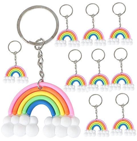 COLLBATH Regenbogen Schlüsselanhänger Set 10 Stück Bunte Herzmotiv Anhänger Kreative Taschen- Und Rucksackanhänger Für Autoschlüssel Und Diy Schmuck Zubehör