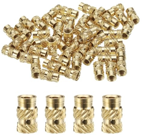 QUARKZMAN 30pcs M4 Inserts Filetés Écrous Moletés en Laiton Thermodurci M4x10mm, OD 6mm, Écrous en Laiton à Impression 3D Inserts Filetés Femelles Écrous | Inserts de chaleur en laiton Filetage Insert, pour l'impression 3D Produits électroniques