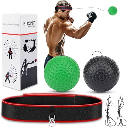 Moseem Box-Reflexball, Box-Trainingsball mit Kopfband für Erwachsene/Kinder, Boxkopfball für Kampffähigkeiten, Reaktion, Schlaggeschwindigkeit und Hand-Augen-Koordinationstraining