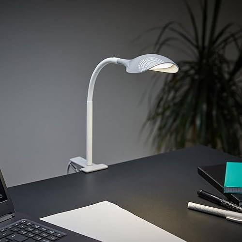 MeLiTec LED Klemmleuchte T161-2 mit Flexiblem Kopf & Modernem Design, Energiesparend, Grau/Weiß, 350 Lumen, Warmweiß