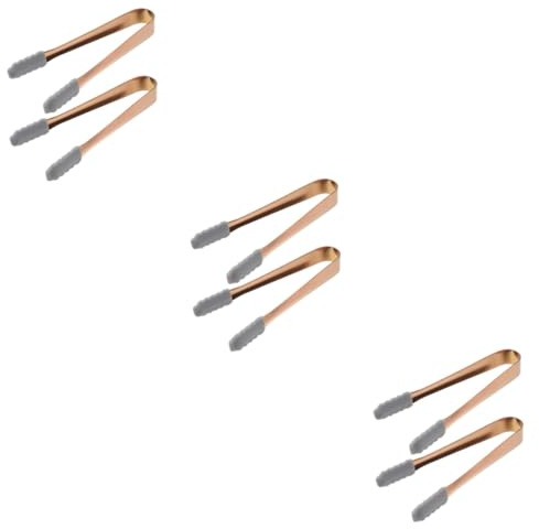 Amosfun 6 Pièces Pince à Glace Pinces Alimentaires De Cuisine Pince Pour Seau à Glace Pince à Pâtisserie Pinces à Sucre Pince à Glaçons Pince à Escargots Acier Inoxydable Golden