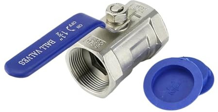 MPYJDTOI Edelstahl-Kugelhahn, Kugelhahn 1/4 Zoll, 3/8 Zoll, 1/2 Zoll, 3/4 Zoll, 1 Zoll, 1-1/4 Zoll, 1-1/2 Zoll, Innengewinde, BSP-Ventil mit Vinylgriff, Gewindeventile(3/4)