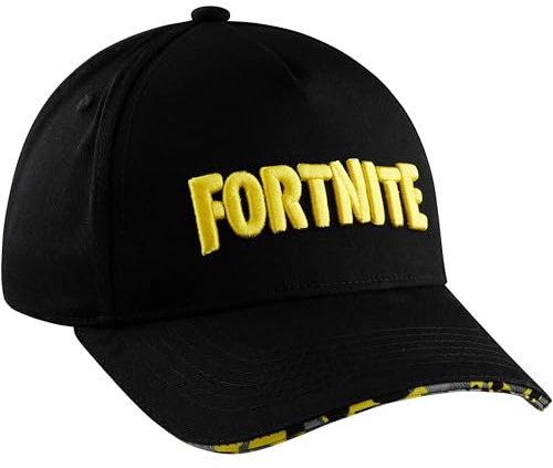 Fortnite Cappello con Visiera Ragazzo con Cinturino Regolabile Berretto Cotone Bambino Vacanza Sportiva Esecuzione Regali Gamer (Nero/Giallo)